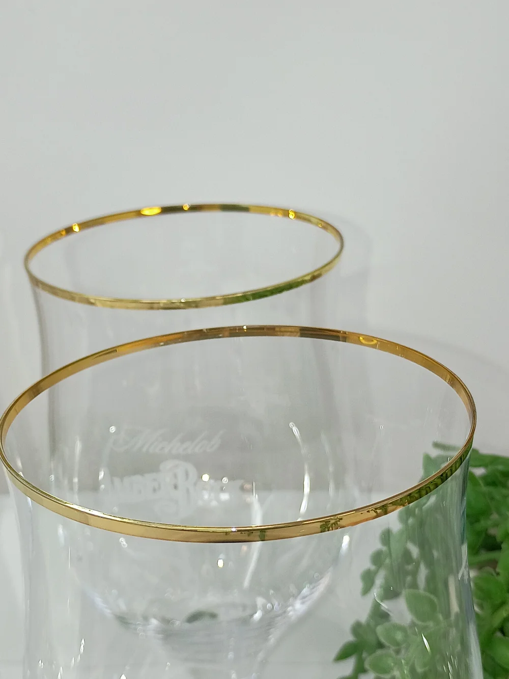 Set of Four Michelob Amber Bock Gold Rim Goblet Glasses